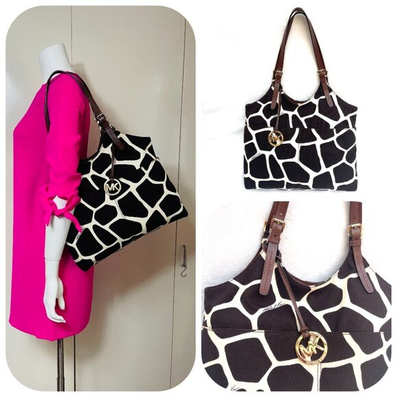 Michael Kors giraffe print canvas/leather bag - Picture 1 of 15